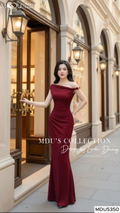Váy Trễ Vai MDU5350 Chất Liệu Nhũ Kim Sa Cao Cấp Cùng Nhún Xếp Ly Ngang Eo Tinh Tế Từ MDU