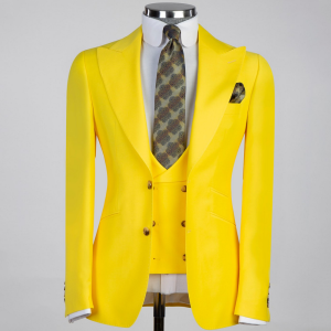 High Quality Mens Wedding Suits Fashion Male Business Social Dance Prom Party Peak Lapel Blazer Suit with Vest And Pants Set