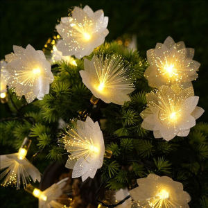 YESPERY 1.5/3M Fiber LED Fairy Light Battery-operated Garland Christmas Decoration Party New Years Decor Artificial Flowers Light String Festoon Xmas Tree Glowing Flower