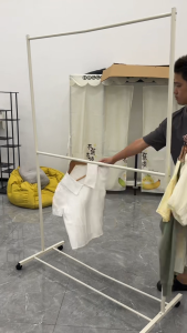 ราว 2ชั้น ราวตากผ้า ราวเเขวนผ้าเหล็ก โครงเหล็กเเข็งเเรง เเขวนได้60ตัว+ ราวเเขวนผ้า ราวมินิมอล ชั้นวางของ บาร์เดี่ยว