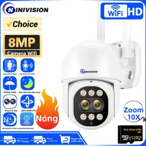 Camera IP WiFi 4K 8MP PTZ Speed ​​Dome Ngoài Trời Với Zoom Kỹ Thuật Số 10X Phát Hiện Con Người Âm Thanh Hai Chiều Giám Sát Camera Quan Sát Màu Trắng