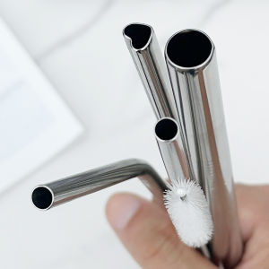 Food Grade 304 Stainless Steel Straw Non Disposable Portable Metal Iron Long Straw Drink Tube Commercial Milk Tea Straw