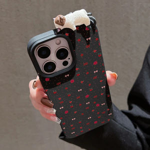 Small Flower With 3D Cute Cat Case For iPhone 17 16 Pro Max 11 12 13 14 15 Pro Max 17 Air 15 16 Plus Shockproof Soft Cover Funda