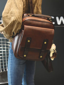 Retro British Style 2024 New Womens Backpack Simple Versatile Student Bookbag PU Material Campus Backpack Waterproof