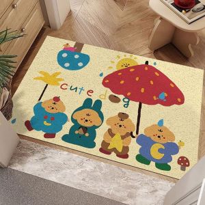 Modern Simple Cartoon Door Mat Customizable Silk Circle Entrance Mat Anti-Slip Home Use Dirt Resistant Carpet for Hallway