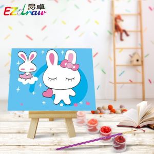 Easy DIY Digital Oil Painting Hand Drawing Coloring for Children Students Cartoon Animation No Frame Cotton Material