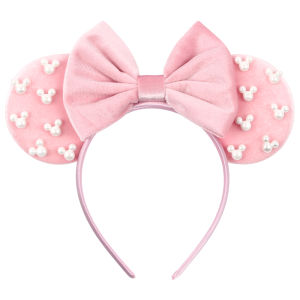 Disney Pearls 3.3"Mouse Ears Headband 5‘’ Velvet Bow Hairband For Girls Festival Party Cosplay DIY Hair Accessories Women Gifts