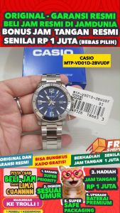 CASIO ORIGINAL - CASIO MTP-VD01D-2BVUDF - Enticer - MEN - Stainless - Silver Biru - Jam dunia JD18ST # Jam Tangan Pria Cowok Anti Air Digital Analog + CASIO MTP VD01D 2B MTP-VD01D VD 01 D MTPVD01 MTP-VD01 MTPVD01D MTP-01 MTP-VD01D-2B VD01 $ WR5 STS SD7