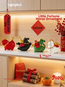 LONGKUI | Lucky Horse Figurine Desk Ornament New Year Gift