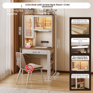 ZUNTONGGE | Minimalist Style Solid Wood Study Desk with Shelf