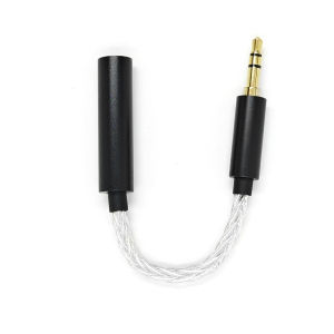 Audio adapter 3.5mm to 4.4mm female stereo 8-core OCC audio headphone adapter cable AUX jack cable universal mini connector conversion button control durable braided design