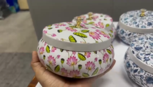 Pichwai Printed Metal Storage Jar with Lid | Multicolour Container for Tea Coffee Sugar & Spices | Decorative Multi-Utility Burni Jar (Pack of 1 Pc)