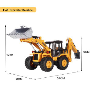 Backhoe 2IN1 Excavator Bulldozer Diecast Toys Model Engineering  Alloy+Plastic Construction Play Collection Gift For Children
