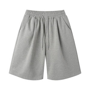 Ssumenam | Design Sense Gray Mens A-line Loose Seven-eighth Shorts