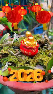 Mô hình cây phát tài nhựa trang trí Tết – Cây kim xiền vàng decor bánh kem tiểu cảnh 2026