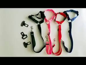 Solid Color Pet Car Seat Belt Nylon Lead Leash Backseat Safety Belt Adjustable Dogs Harness Collar Pet Accessories