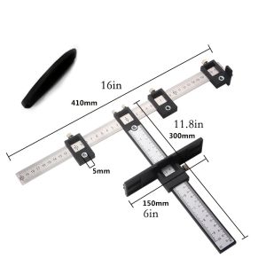 Cabinet Hardware Jig Tool - Wood Drilling Dowelling Guide for Installation of Handles Knobs on Doors and DrawerBlack