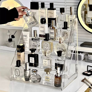 กล่องเก็บของอเนกประสงค์แบบบันได 1 ชิ้น สำหรับเครื่องสำอาง น้ำหอม ยาทาเล็บ พร้อมหูหิ้ว