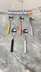 FSHL0810 Sendok Mutiara Sendok Estetik Warna Pastel Korea Gagang Spiral Cantik Unik