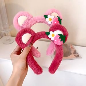 Bando Wanita Karakter Kuping Bear Lotso Bandana Anak Dan Dewasa Motif Strawberry Lucu AR-3
