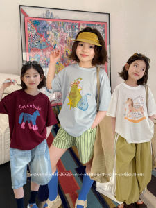 Stylish Korean Cartoon Short Sleeve T-Shirt for Girls Loose Summer Wear
