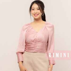 RIMINI - Blus Wanita Crop Lengan Panjang Crinkle Ribbon Size XS-XL - Endzela Top 525270-1