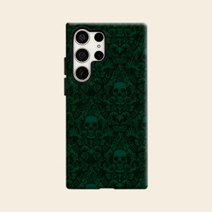 green skull damask Luxury Fashion Full Lens Protective Case for Samsung Galaxy S26 S25 S24 A56 A36 Plus Ultra