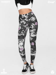 Spring Summer Womens Fitness High Waist Camouflage Tight Pants Breathable Polyester Yoga Long Pants Ladies Sportswear