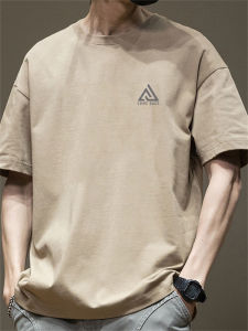 Áo Thun Cotton Tay Ngắn Mùa Hè Thường Ngày Cổ Tròn Dáng Rộng Thời Trang Mỹ Tay Lửng Thương Hiệu Thời Trang Áo Thun Cotton Nguyên Chất