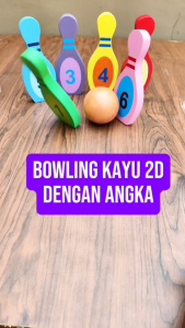 Kayu Seru - Bowling Angka 2D - Mainan Kayu Edukatif Belajar Mengenal Angka Warna dan Melatih Ketangkasan