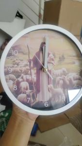 Jam dinding tema kristen yesus menggembalakan domba Jam bulat 8 inch Sesuai untuk penggunaan rumah
