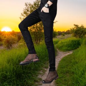 Pants Mens Black Denim Spring and Summer Silm Casual Straight-Leg Work Pants Trendy K-style Stretch Skinny Trousers