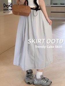 MiiOW | Cat Person Semi-skirt Womens Spring Summer New Korean Style Splicing Skirt Slimming Cake Skirt High Waist Nylon Spandex
