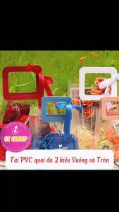 [LOẠI DÀY] Combo 10 Túi PVC Quai Da Tròn ST GROUP trong suốt chống thấm nước Túi Quà Lễ Tết đựng hộp bánh hoa mỹ phẩm trái cây siêu bền chắc
