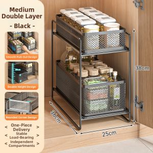 Kitchen Cabinet Drawer Organizer Pull-out Shelving Unit Slide Rail