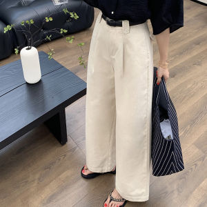 Slimming Straight Leg Pants High Waist Nine Points Fashion Design Womens Spring Summer New Style Small Size Wide Leg Trousers