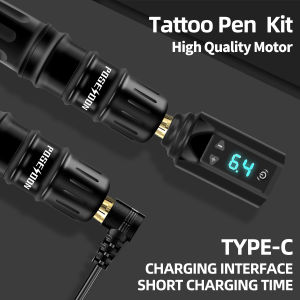 POSEIDON Tattoo Pen Kit-Tattoo Machine with 2Pcs Wireless Tattoo Power Supply Tattoo Pen with 20Pcs Tattoo Needles Cartridge and Tattoo Supplies for Artist and Beginners