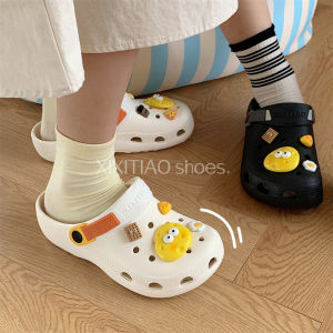 Thin Strip K-style Ins Student Cute Cartoon Hole Shoes Womens Summer Outwear Casual Easiest for Match Closed Toe Sandals