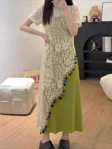 AIYITI | Summer Hollow Lace Set Fringe Trim Green
