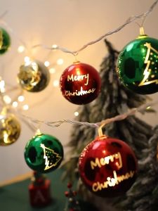 Christmas Ball Ornaments Lights Decoration 6 Feet 10 Bulb Christmas String Lights Christmas Bulb Lights for Bedroom Globe Christmas Tree Fairy Lights 2 in 1 Lights