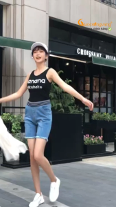 Quần short jean nữ lưng thun lưng cao GLQ123 Cuocsongvang