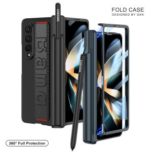 Elastic Hand Strap Z Fold 4 5 6 Grip Case Phone Cover Magnetic Hinge Pen Holder Samsung Galaxy Z Fold6 Casing 360 Full Protection Anti-Drop Durable Hard PC Case with Tempered Glass