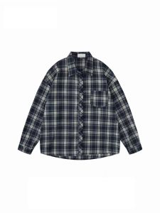 Retro Hong Kong Style Long Sleeve Shirt Loose Fit Thin Youth Fashion Design Men Women Spring Autumn Casual Checkered Sun Protection Coat