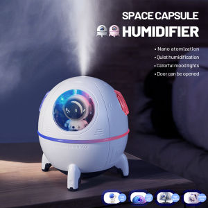 Cute Space Capsule Humidifier For Room Mute Atomizing Humidifier With 7 Color  LED Night LightsLarge Capacity Moisturerizer For  Bedroom  Nice Christmas Gifts For Family and Friends