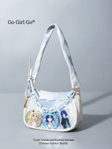 Sakura Haruno Li Ink Dyed Snacks Cartoon Backpack DIY Sweet Young Adult Satchel One Shoulder Underarm Crossbody Bag