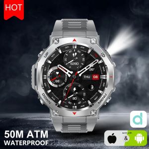 VWAR T-Rex Ultra Smart Watch with Flashlight/UV Light 5ATM IP69K Waterproof Bluetooth Call Sport Smartwatch for Huawei Xiaomi