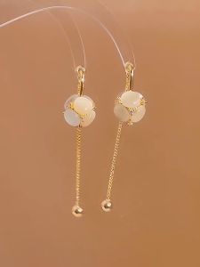 2024 New Luxury Opals Ball Pendant With Dangle Earrings For Women Korean Fashion Jewelry Party Girls Exquisite Accessories Gift