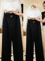Summer Women's Casual Wide Leg Pants High Waist Thin Material Suit Style Loose Straight Long Trousers Fashionable And Elegant. 