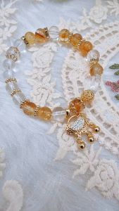 Ready Stock SG - Citrine Clear Quartz Longevity Lock Crystal Bracelet Handmade Natural Healing Crystal Bracelets