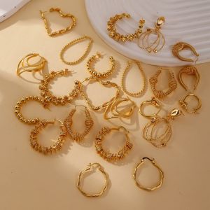 HONGTONG French Style Beaded Hoop Earrings for Women Geometric Big Round Hoop Jewelry Gift Fashion Temperament Accessories